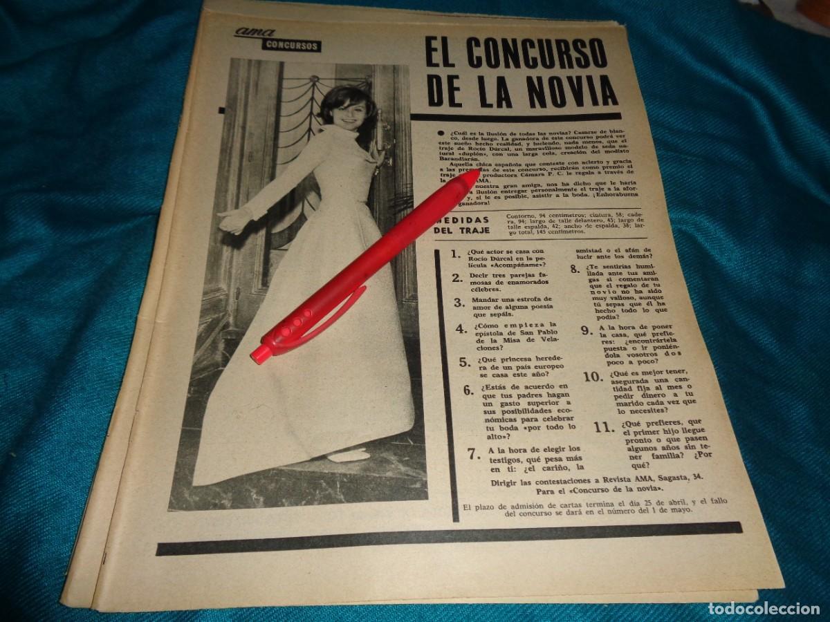 Coleccionismo de Revistas y Peri&oacute;dicos: RECORTE : EL CONCURSO DE LA NOVIA : ROCIO DURCAL. AMA, ABRIL 1966(#)