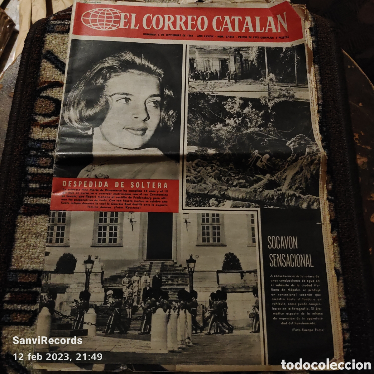 Sammeln von Zeitschriften und Zeitungen: EL CORREO CATALAN N&deg; 27045: DESPEDIDA DE SOLTERA PRINCESA ANA MARIA DE DINAMARCA (SEPTIEMBRE 1964)