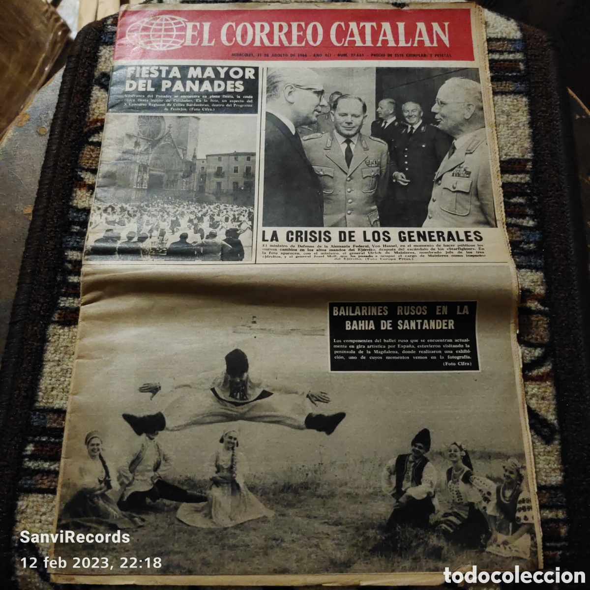 Sammeln von Zeitschriften und Zeitungen: EL CORREO CATALAN N&deg; 27661: FIESTA MAYOR DEL PANADES, LA CRISIS DE LOS GENERALES (AGOSTO 1966)