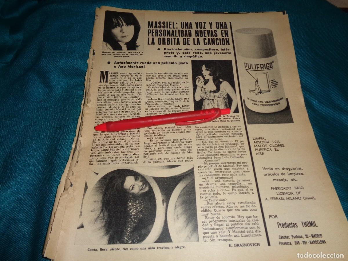 Coleccionismo de Revistas y Peri&oacute;dicos: RECORTE : MASSIEL, RUEDA UNA PELICULA. AMA, JUNIO 1966(#)