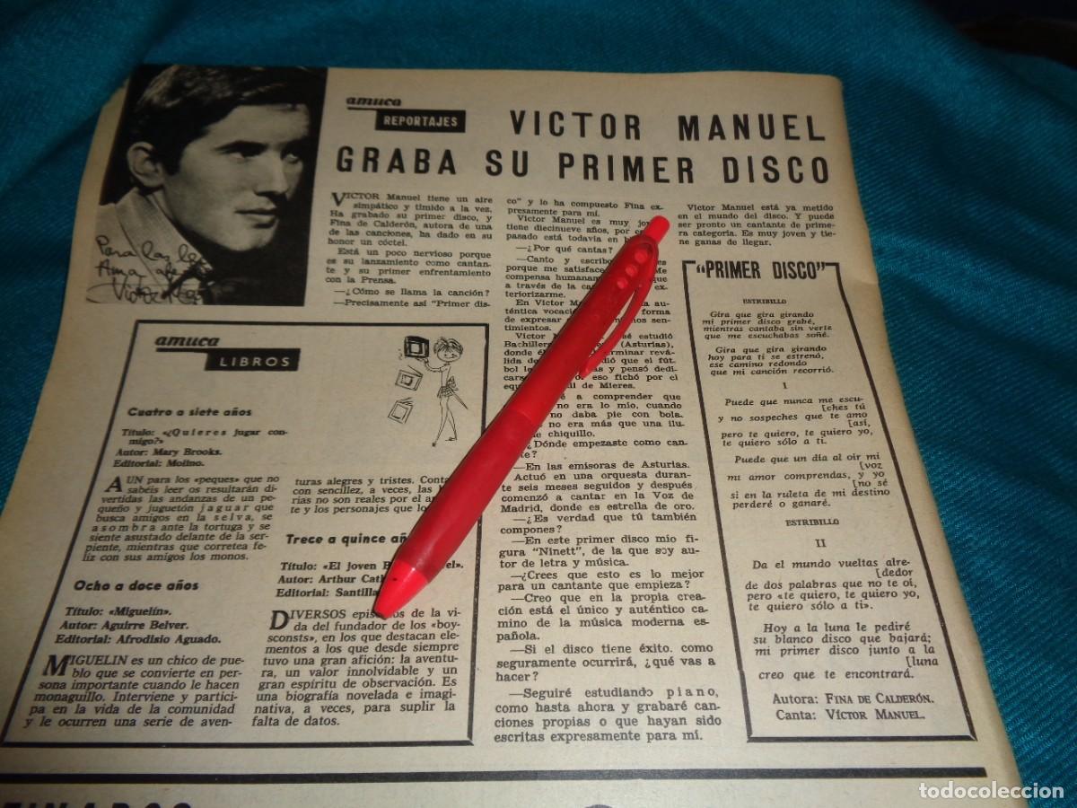 Coleccionismo de Revistas y Peri&oacute;dicos: RECORTE : VICTOR MANUEL GRABA SU PRIMER DISCO. AMA, JUNIO 1966(#)