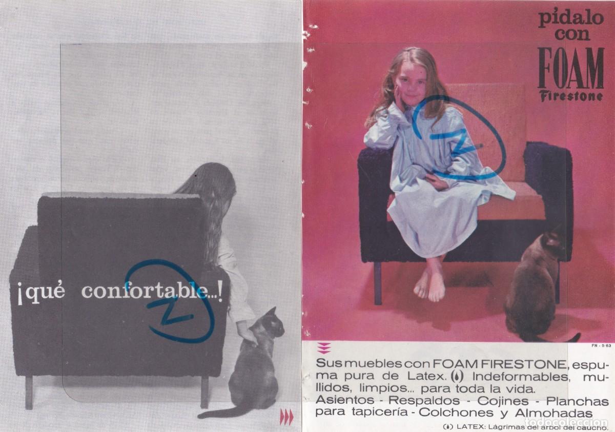 Coleccionismo de revistas y peri&oacute;dicos: PUBLICIDAD T 1963. ANUNCIO FOAM. FIRESTONE (2 HOJAS) + CAMPA&Ntilde;A CAF&Eacute; (REVERSO)