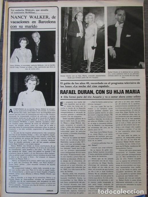 Coleccionismo de Revistas y Peri&oacute;dicos: RECORTE REVISTA SEMANA 2316 1984 NANCY WALKER, RAFAEL DUR&Aacute;N