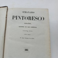 Coleccionismo de Revistas y Periódicos: FERNANDEZ DE LOS RÍOS: SEMANARIO PINTORESCO ESPAÑOL. LECTURA DE LAS FAMILIAS. AÑO 1851 COMPLETO.. Lote 393774889