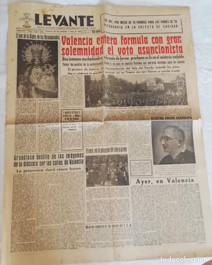 Coleccionismo de revistas y peri&oacute;dicos: ANTIGUO PER&Iacute;ODICO/ OLD NEWSPAPER: LEVANTE 9 MAYO 1948