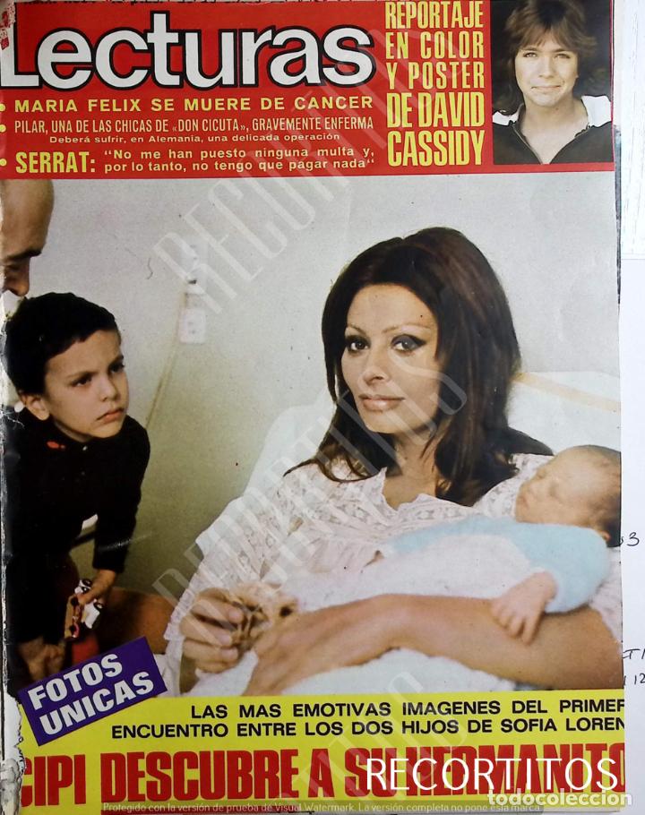 Coleccionismo de Revistas y Peri&oacute;dicos: RECORTE PORTADA SOFIA LOREN DAVID CASSIDY