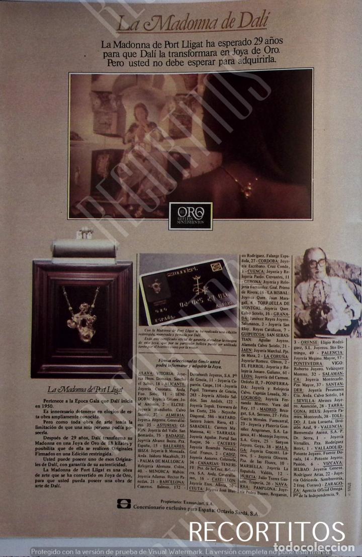 Coleccionismo de Revistas y Peri&oacute;dicos: LA MADONNA DE DALI ANUINCIO PUBLICIDAD