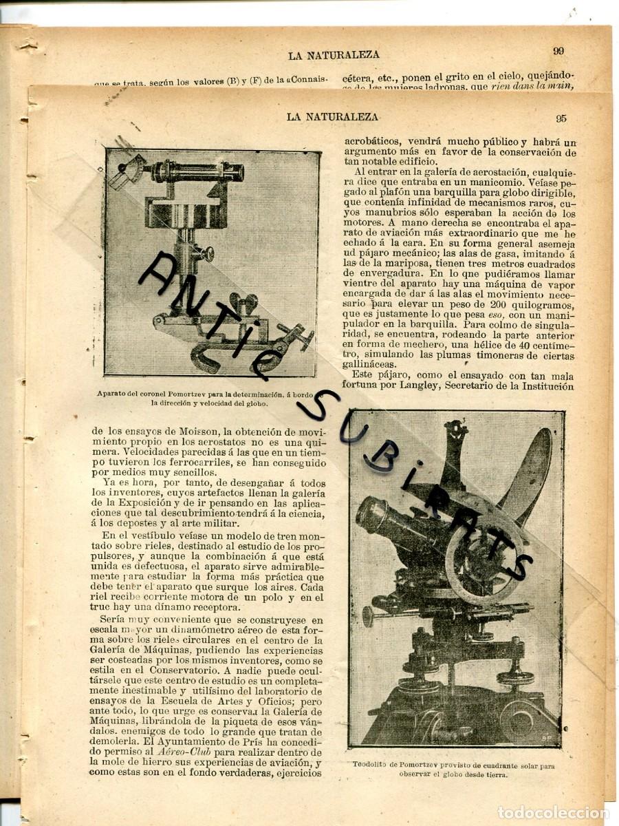 Coleccionismo de revistas y peri&oacute;dicos: REVISTA A&Ntilde;O 1905 TEODOLITO DE POMORTZEV CUADRANTE SOLAR PARA GLOBOS CAUTIVOS ECLIPSE DE SOL 30 AGOST