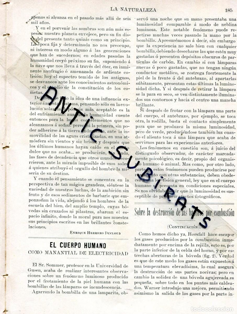 Coleccionismo de revistas y peri&oacute;dicos: REVISTA A&Ntilde;O 1905 DESTRUCCION DE LAS BASURAS POR COMBUSTION HORSFALL EL ETER ECLIPSE SOL 30 AGOSTO