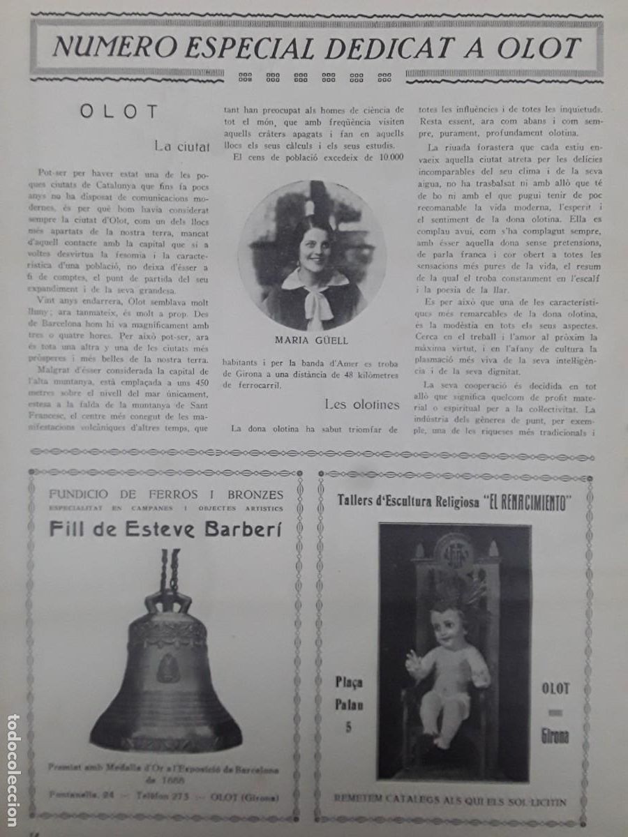 Coleccionismo de revistas y peri&oacute;dicos: NUMERO ESPECIAL DEDICAT A OLOT MARIA GUELL DOLORS ROCA CONCEPCIO PUJOLAR REVISTA ANY 1928