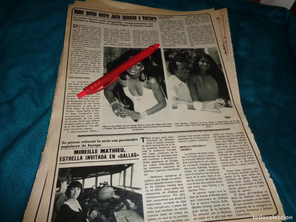 Coleccionismo de Revistas y Peri&oacute;dicos: RECORTE : PELEA ENTRE JULIO IGLESIAS Y VAITIARE. MIREILLE MATHIEU. SEMANA, JUNIO 1983(#)