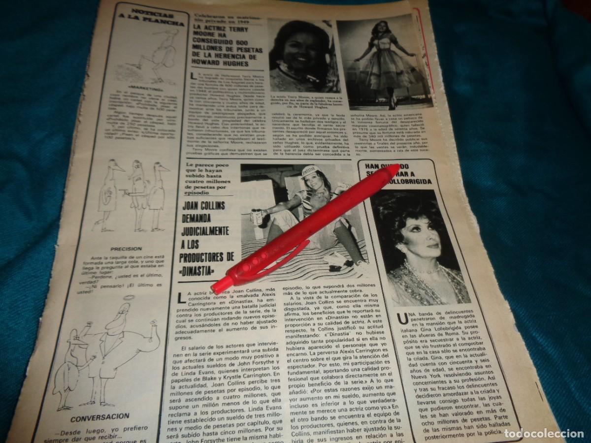 Coleccionismo de revistas y peri&oacute;dicos: RECORTE : JOAN COLLINS, DEMANDA A DINASTIA. TERRY MOORE. GINA LOLLOBRIGIDA. SEMANA, JUNIO 1983(#)