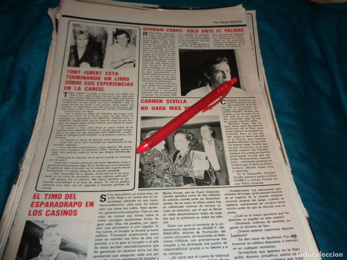 Coleccionismo de Revistas y Peri&oacute;dicos: RECORTE : TONY ISBERT. LOLA FLORES Y CARMEN SEVILLA. SEMANA, DCMBRE 1981(#)