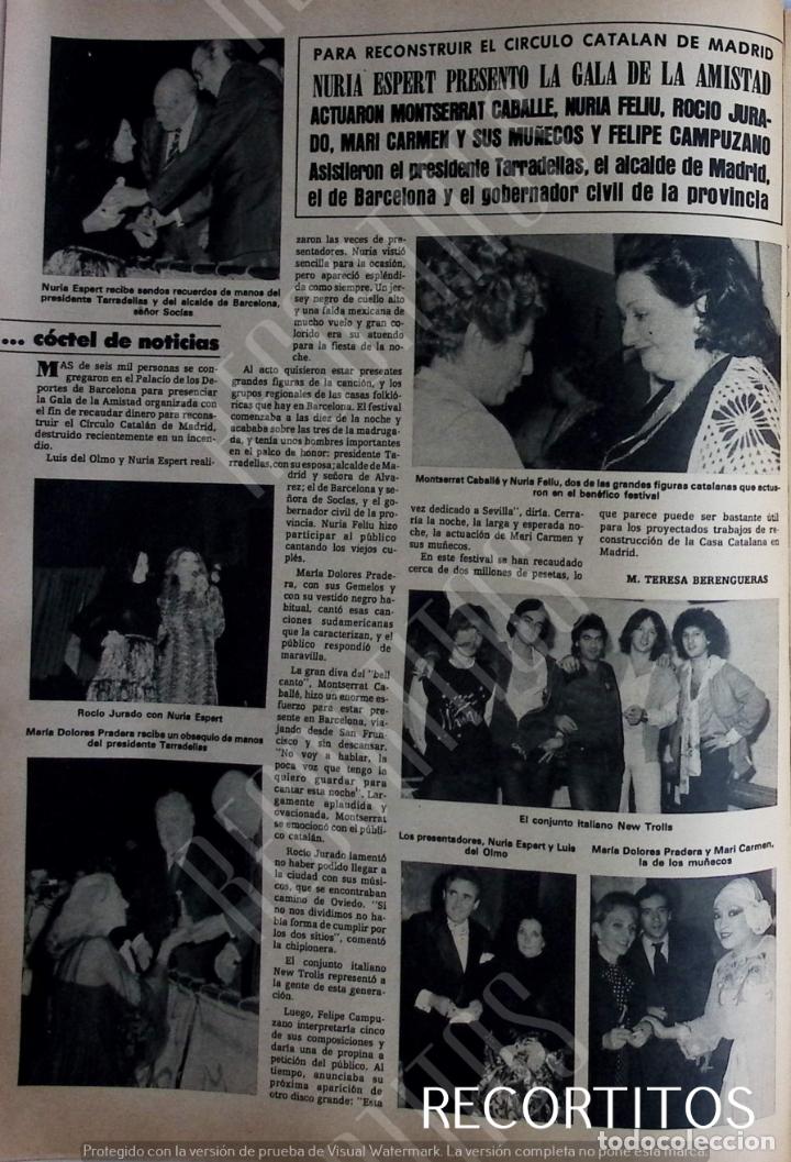 Coleccionismo de Revistas y Peri&oacute;dicos: MONTAERRAT CABALLE MARIA DOLORES PRADERA ROCIO JURADO NEW TROLLS NURIA ESPERT LUIS DEL OLMO MARY CAR