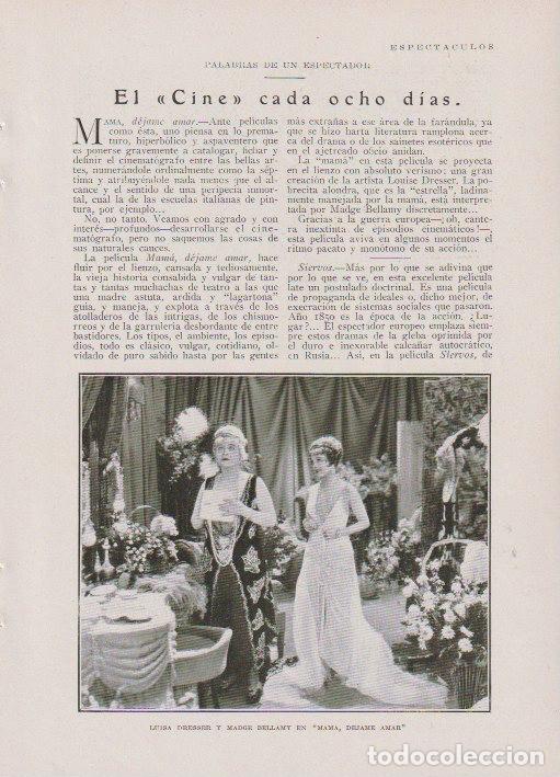 Coleccionismo de Revistas y Peri&oacute;dicos: * CINE * Mam&aacute; D&eacute;jame Amar; Siervos; La Fr&aacute;gil Voluntad; Ram&oacute;n G&oacute;mez de la Serna - 1929