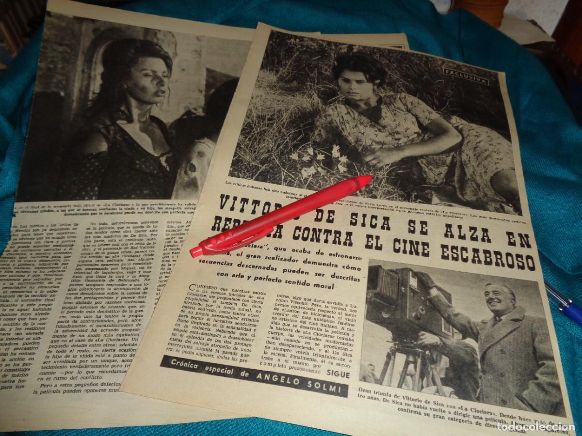 Coleccionismo de Revistas y Peri&oacute;dicos: RECORTE : SOFIA LOREN CON VITTORIO DE SICA. TRIUNFO, ENERO 1961(#)