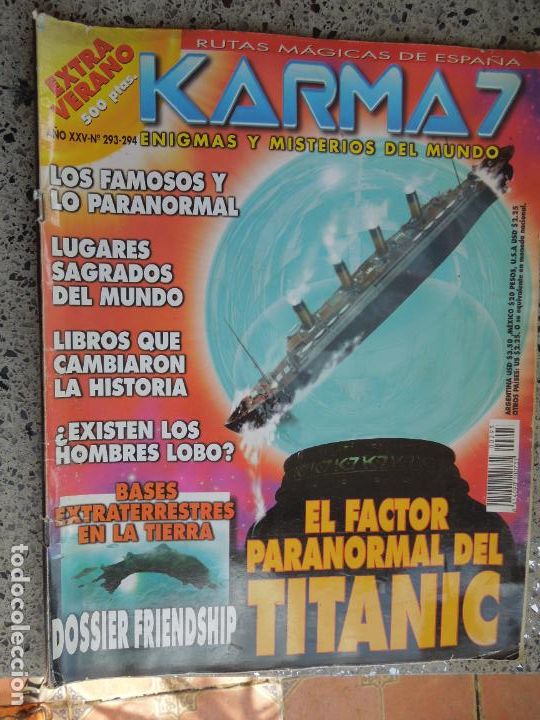 Coleccionismo de Revistas y Peri&oacute;dicos: KARMA 7 ENIGMAS Y MISTERIOS DEL MUNDO N&ordm; 293-294- EXTRA- EL FACTOR PARANORMAL TITANIC