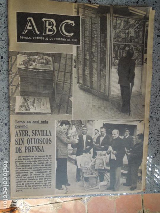Coleccionismo de Revistas y Peri&oacute;dicos: ABC SEVILLA 22-FEBRERO 1980- HUELGA EN LOS KIOSKOS DE PRENSA
