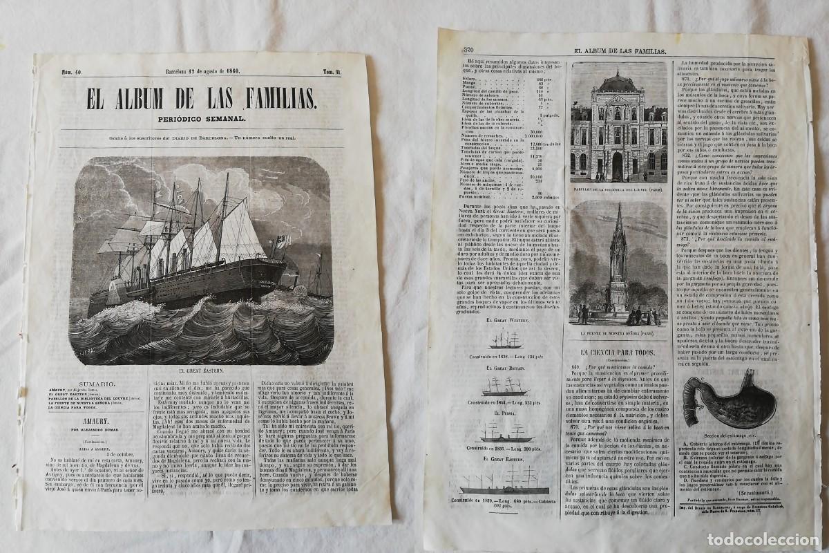 Coleccionismo de revistas y peri&oacute;dicos: ANTIGUO PERI&Oacute;DICO / OLD NEWSPAPER : EL ALBUM DE LAS FAMILIAS 1860 Tomo II. N&ordm;40