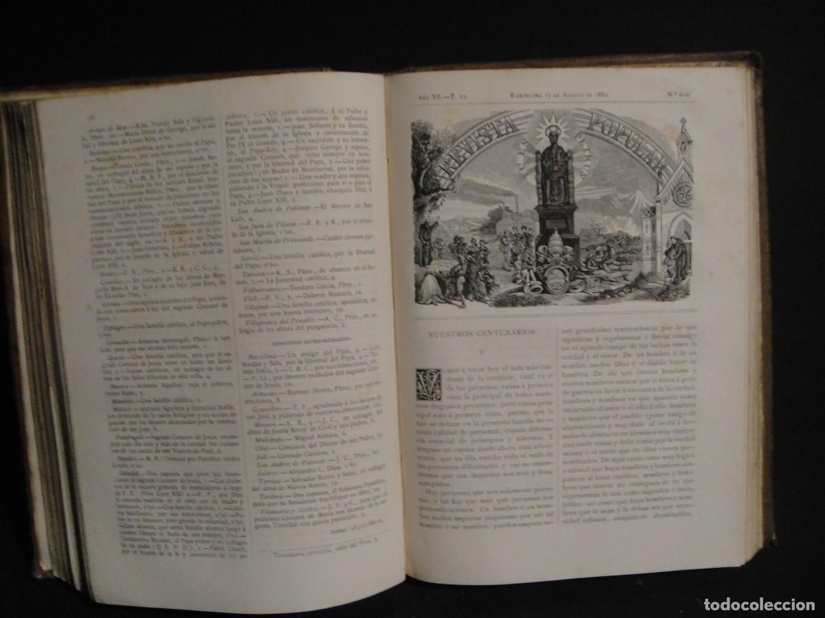 Coleccionismo de revistas y peri&oacute;dicos: semanario catolico , revista popular - tomo con el a&ntilde;o 1882 completo