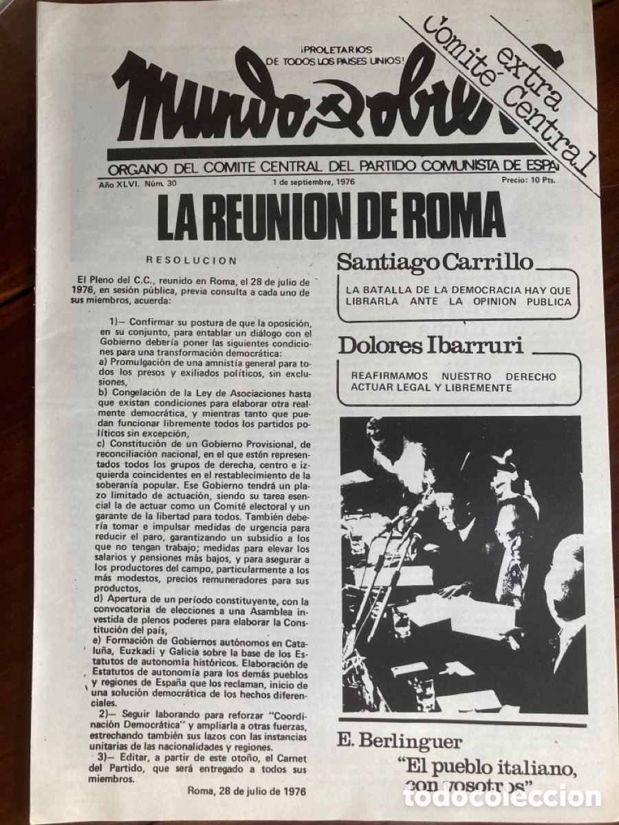Collectionnisme de Revues et Journaux: Mundo Obrero. Septiembre 1976. PCE. Berlinguer. 16 p&aacute;g