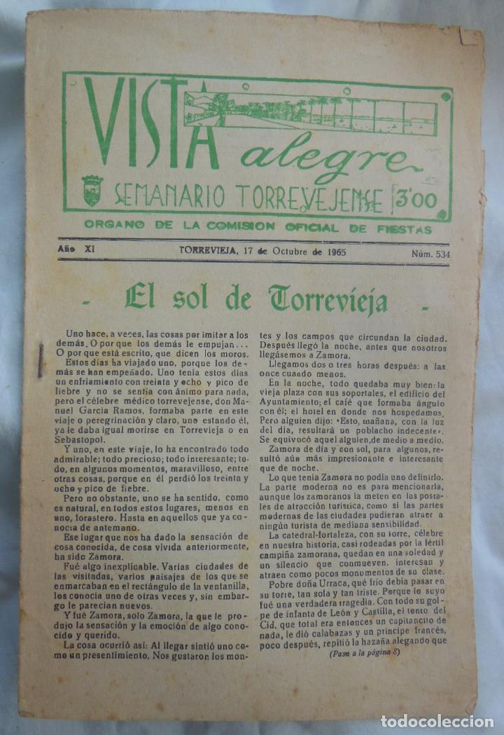 Collezionismo di Riviste e Giornali: VISTA ALEGRE. Semanario Torrevejense. Organo de la Comisi&oacute;n Oficial de Fiestas. A&ntilde;o XI, 1965