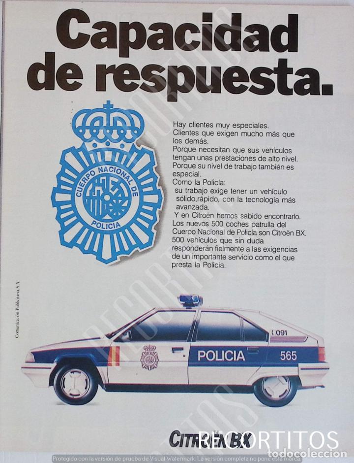 Coleccionismo de Revistas y Peri&oacute;dicos: ANUNCIO PUBLICIDAD CITROEN BX POLICIA NACIONAL