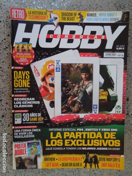 Coleccionismo de Revistas y Peri&oacute;dicos: HOBBY CONSOLAS N&ordm; 333 - Days Gone, 30 a&ntilde;os Game Boy, Anthem, Devil Man + POSTER