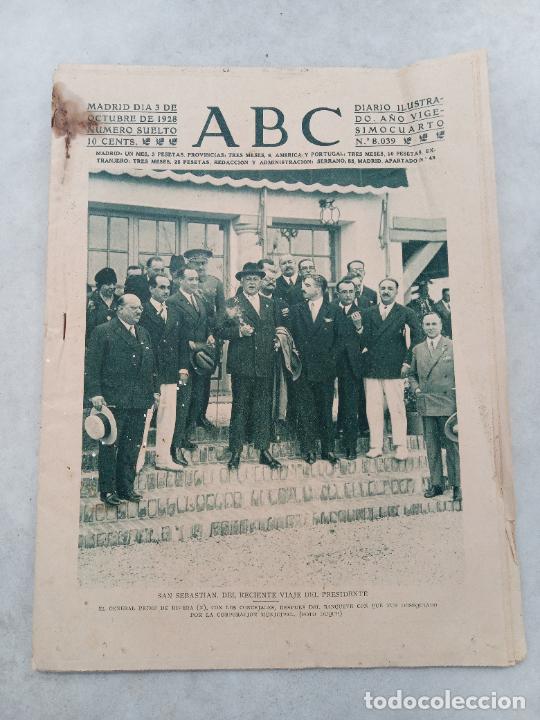 Coleccionismo de Revistas y Peri&oacute;dicos: PERIODICO ABC. 3 OCTUBRE 1928. SAN SEBASTI&Aacute;N, DEL RECIENTE VIAJE DEL PRESIDENTE