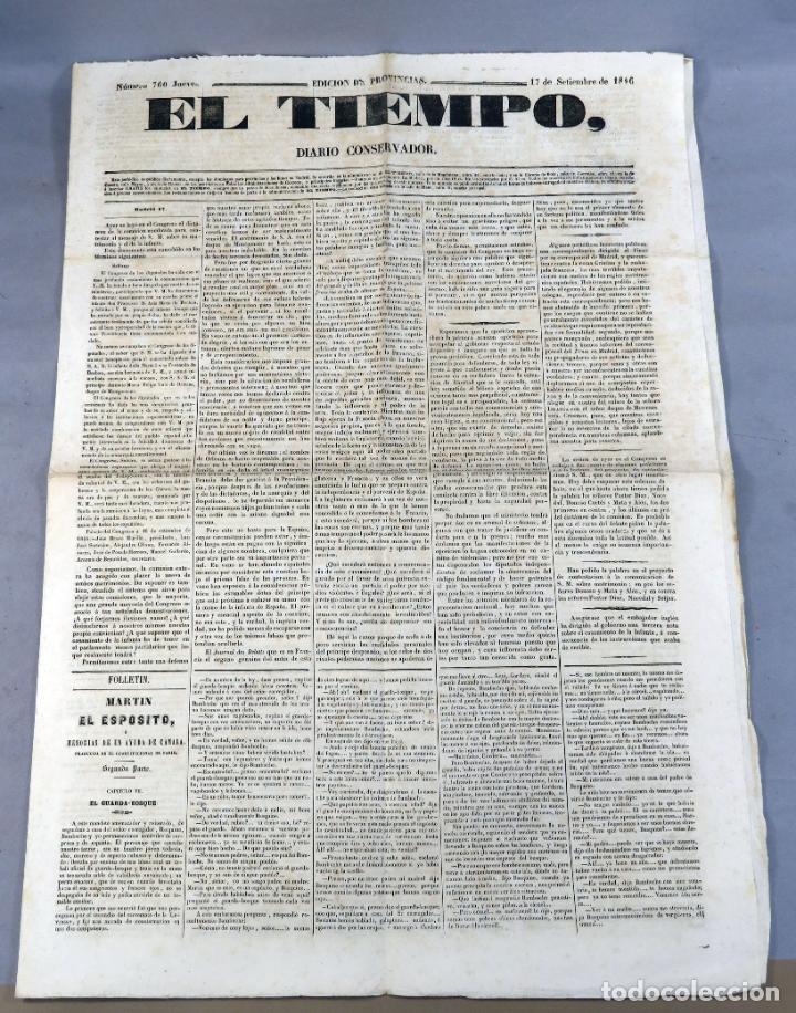 Coleccionismo de Revistas y Peri&oacute;dicos: El Tiempo peri&oacute;dico diario Conservador 17 septiembre 1846 n&ordm; 760 Edici&oacute;n Provincias