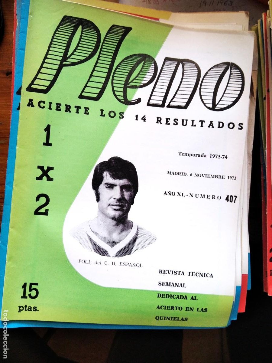 Coleccionismo de Revistas y Peri&oacute;dicos: Antigua revista Pleno acierto quiniela futbol 6 Noviembre 1973 407
