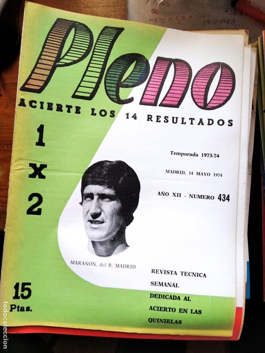 Coleccionismo de Revistas y Peri&oacute;dicos: Antigua revista Pleno acierto quiniela futbol 14 May 1974 434