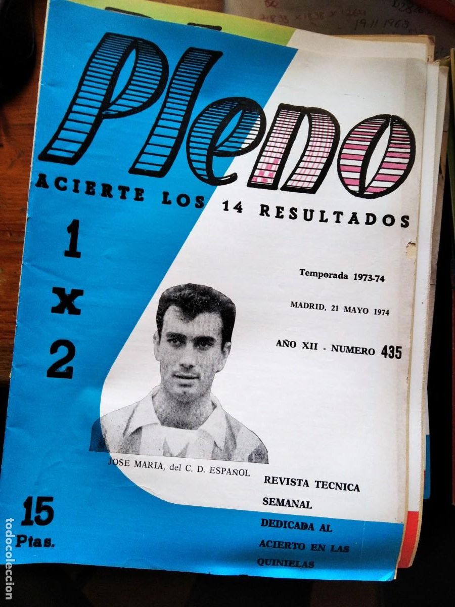 Coleccionismo de Revistas y Peri&oacute;dicos: Antigua revista Pleno acierto quiniela futbol 21 Mayo 1974 435
