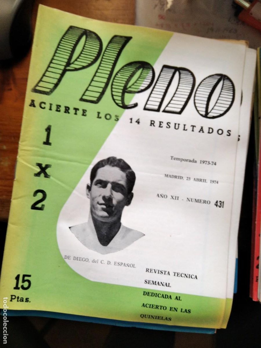 Coleccionismo de Revistas y Peri&oacute;dicos: Antigua revista Pleno acierto quiniela futbol 23 Abril 1974 431