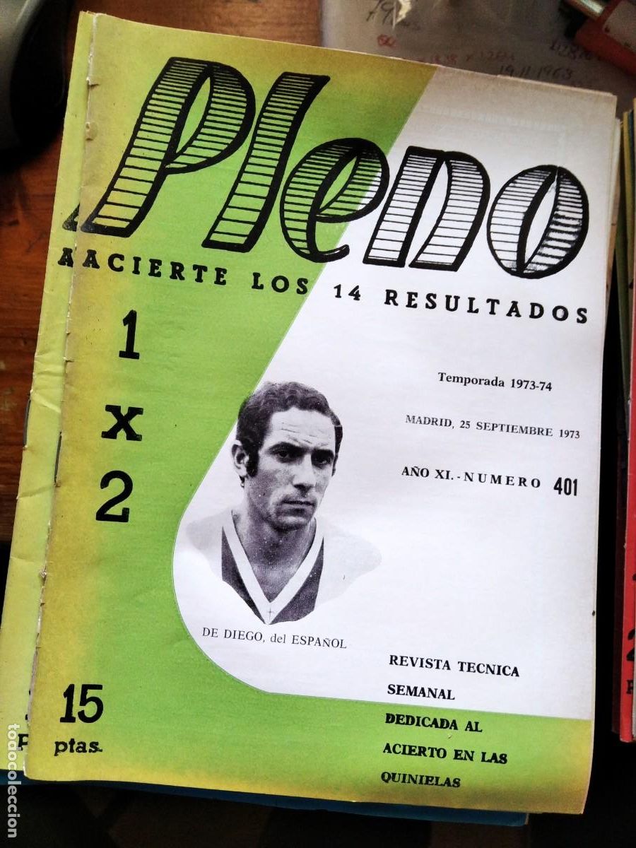 Coleccionismo de Revistas y Peri&oacute;dicos: Antigua revista Pleno acierto quiniela futbol 25 Septiembre 1973 401