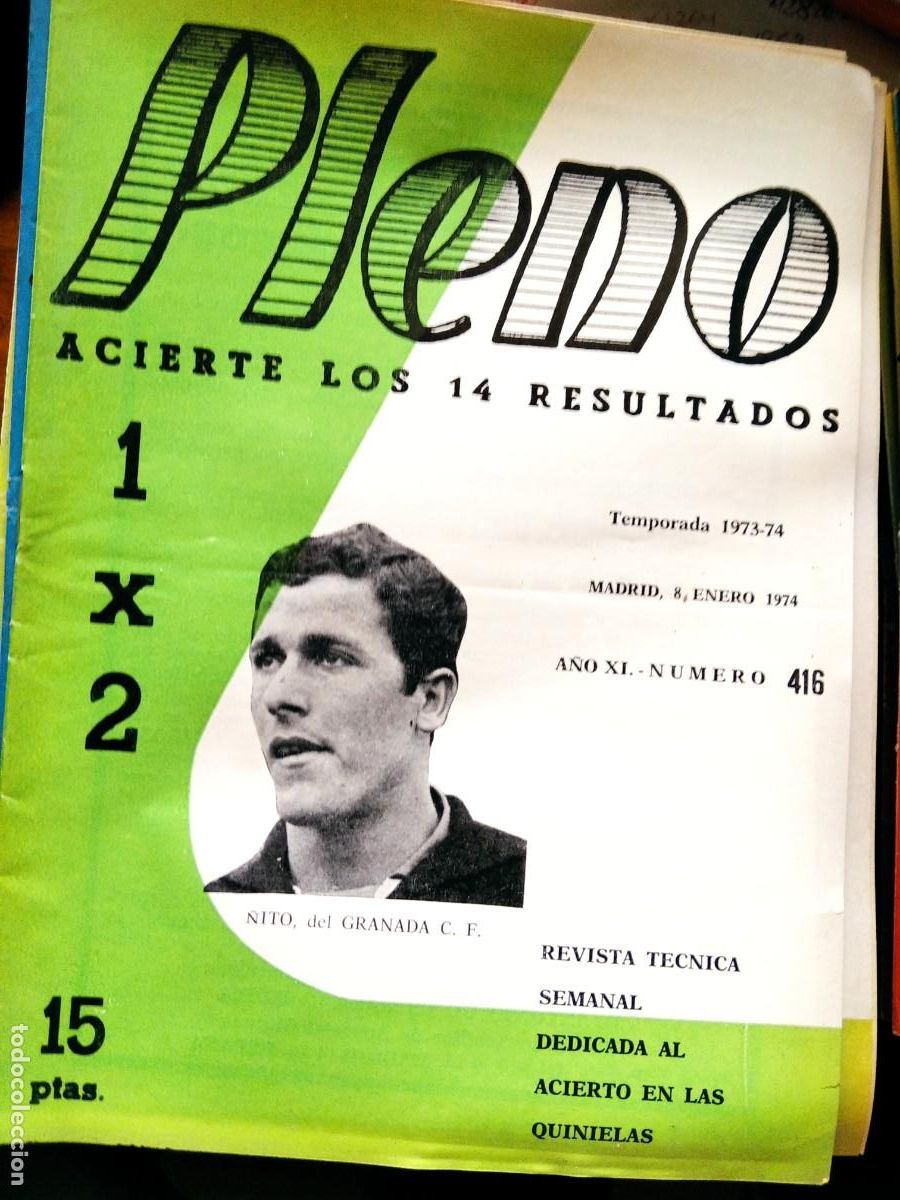 Coleccionismo de Revistas y Peri&oacute;dicos: Antigua revista Pleno acierto quiniela futbol 8 Enero 1974