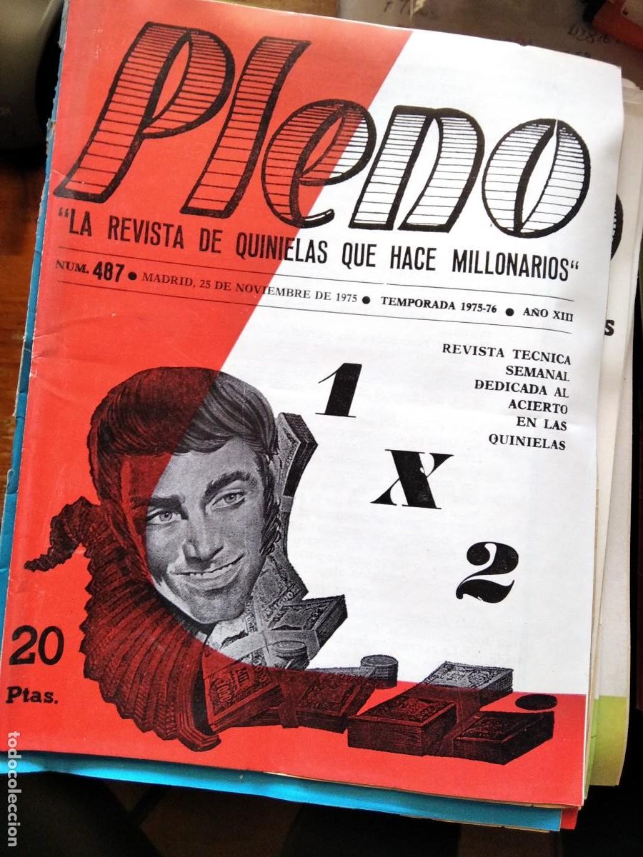 Coleccionismo de Revistas y Peri&oacute;dicos: Antigua revista Pleno acierto quiniela futbol 25 Noviembre 1975 487