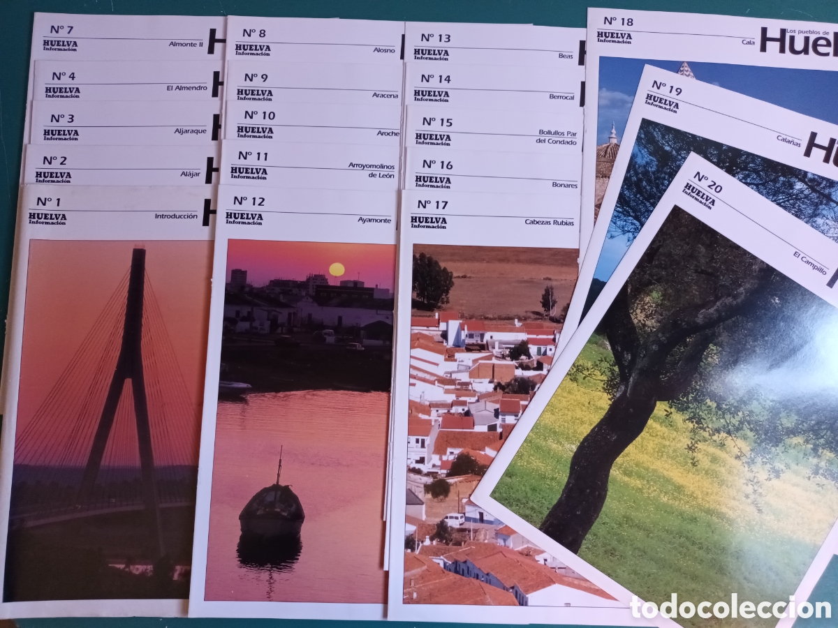 Coleccionismo de revistas y peri&oacute;dicos: Los Pueblos de HUELVA. Lote 18 cubiertas de fasc&iacute;culos, s&oacute;lo las portadas.