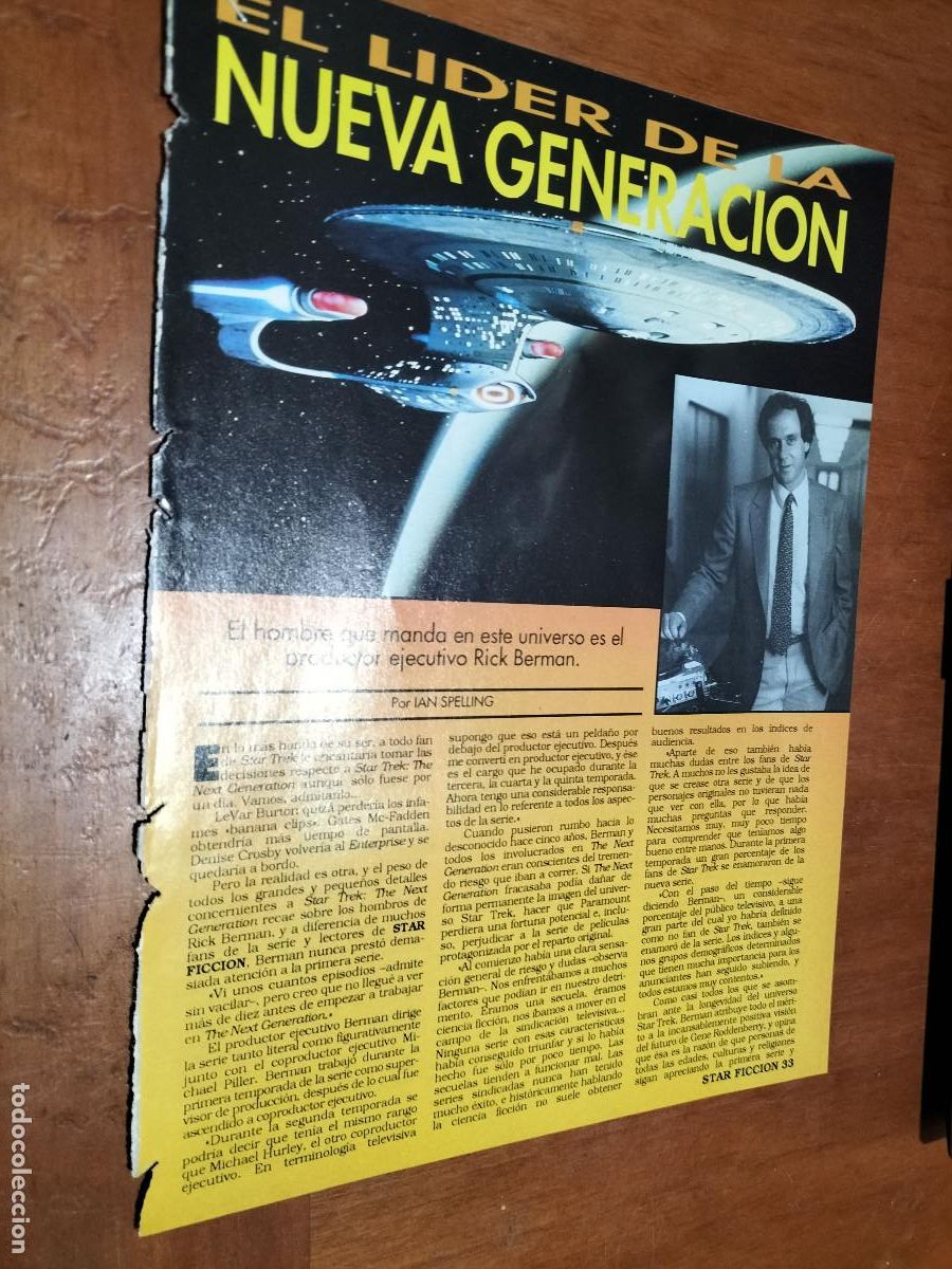 Coleccionismo de revistas y peri&oacute;dicos: STAR TREK. NUEVA GENERACI&Oacute;N. 3 P&Aacute;GINAS. ART&Iacute;CULO EXTRAIDO DE REVISTA. GRAPA.