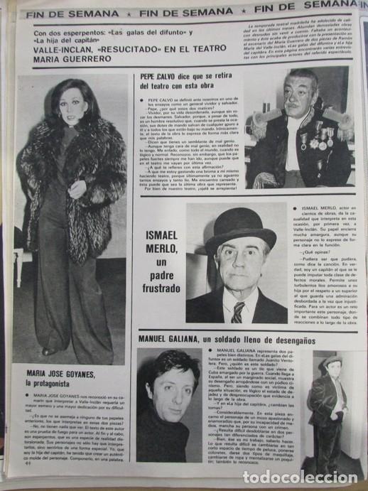 Coleccionismo de Revistas y Peri&oacute;dicos: RECORTE REVISTA SEMANA 1979 1978 PEPE CALVO, MANUEL GALIANA.MAR&Iacute;A GUERRERO. ISMAEL MERLO