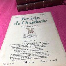 Coleccionismo de Revistas y Periódicos: FEDERICO GARCIA LORCA 1928 REVISTA OCCIDENTE. Lote 401574964