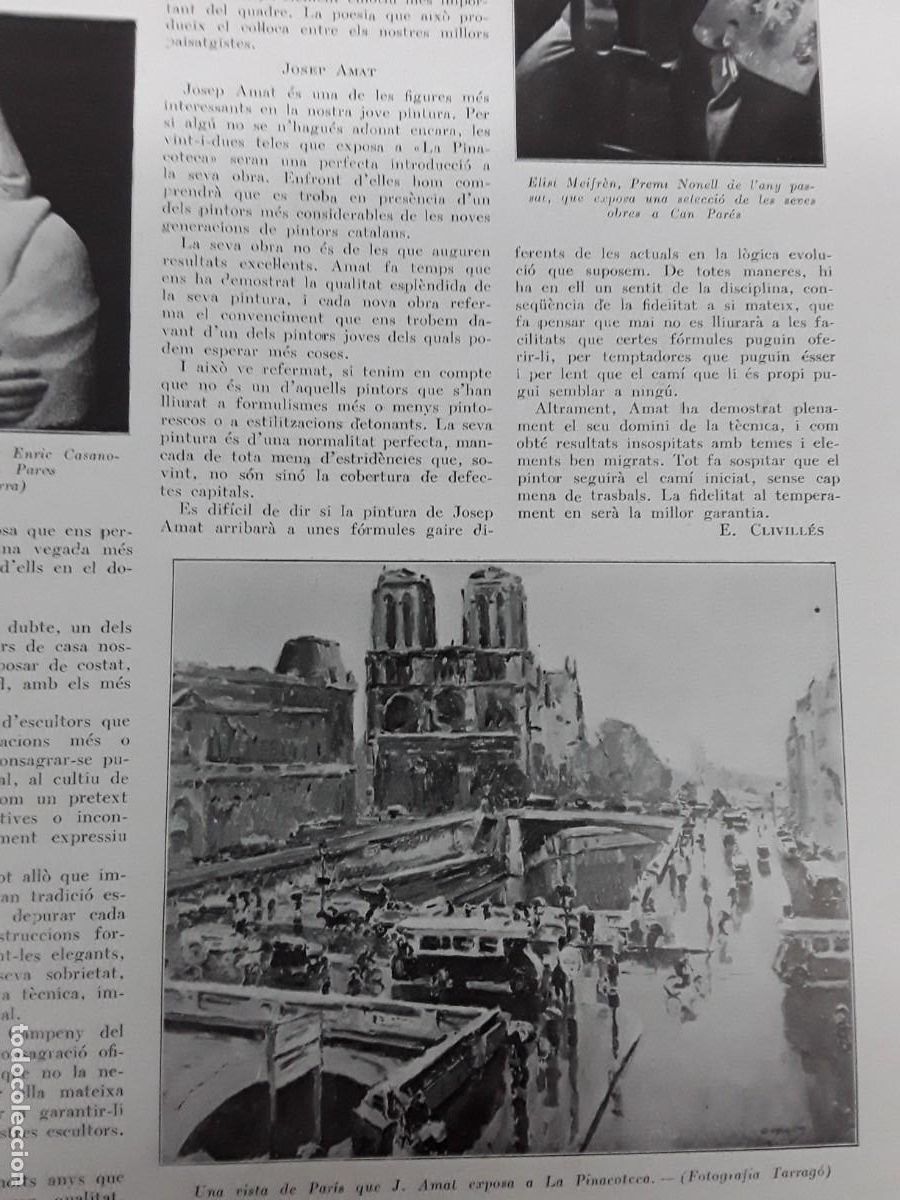 Collection Magazines and Newspapers: JOSEP AMAT PINTOR CATALA EXPOSICIONS E.CASANOVES ELISI MEIFREN HOQUEI CATALA INTREPIDS ANY 1936