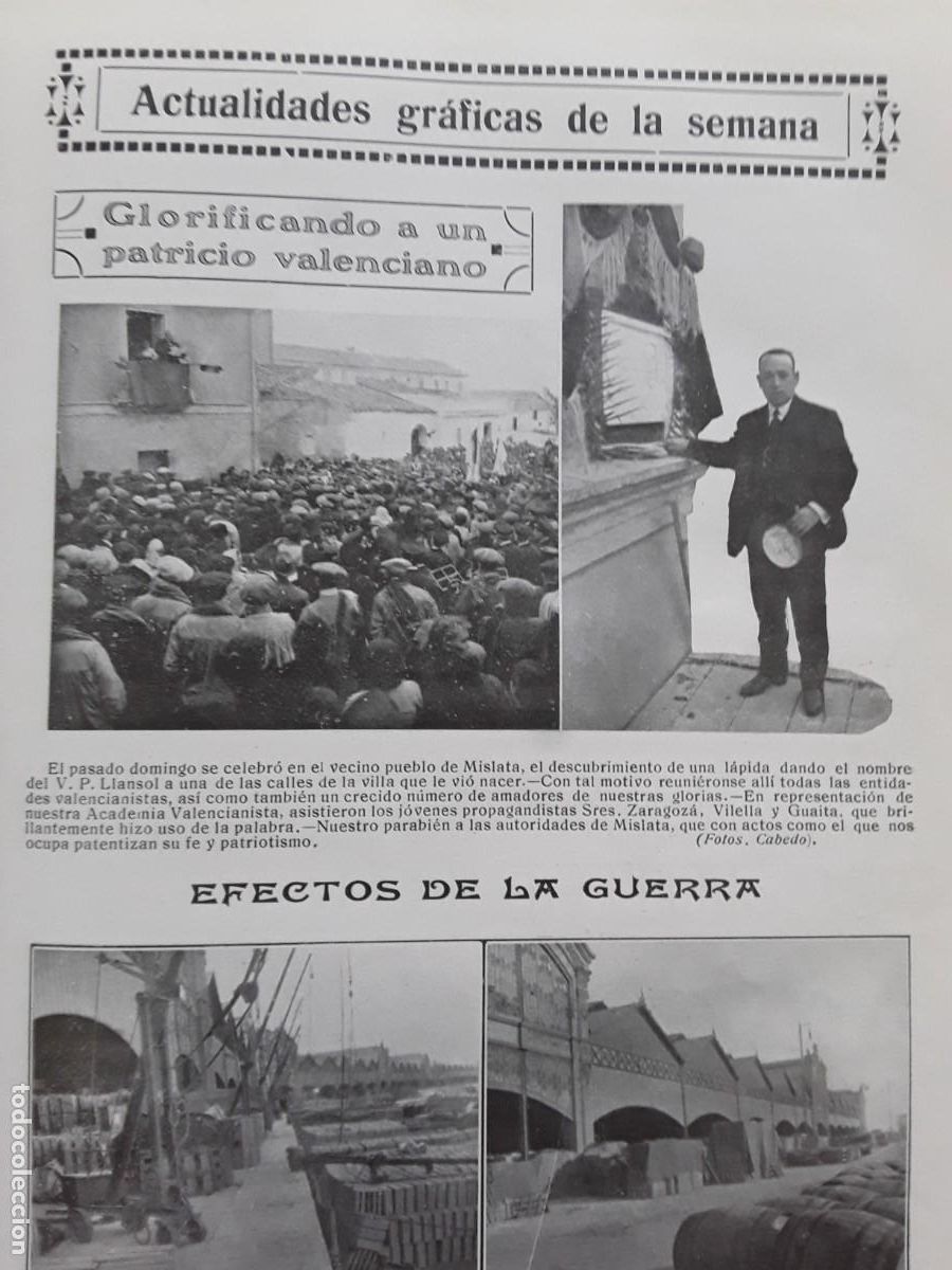 Collection Magazines and Newspapers: MISLATA P.LLANSOL PATRICIO VALENCIANO LAPIDA GODELLA MEDALLA ORO EXPLORADORES MALVARROSA TIRADA 1917