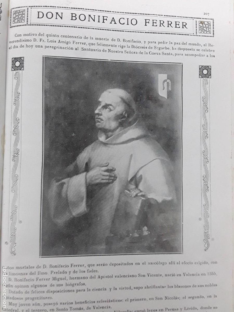 Collection Magazines and Newspapers: BONIFACIO FERRER DIOCESIS SEGORBE PEREGRINACION SANTUARIO NUESTRA SE&Ntilde;ORA CUEVA SANTA ALTURA 1917