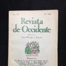 Coleccionismo de Revistas y Periódicos: REVISTA DE OCCIDENTE MARZO 1925, AÑO III Nº XXI. DIRIGIDA POR JOSÉ ORTEGA Y GASSET.. Lote 402251869