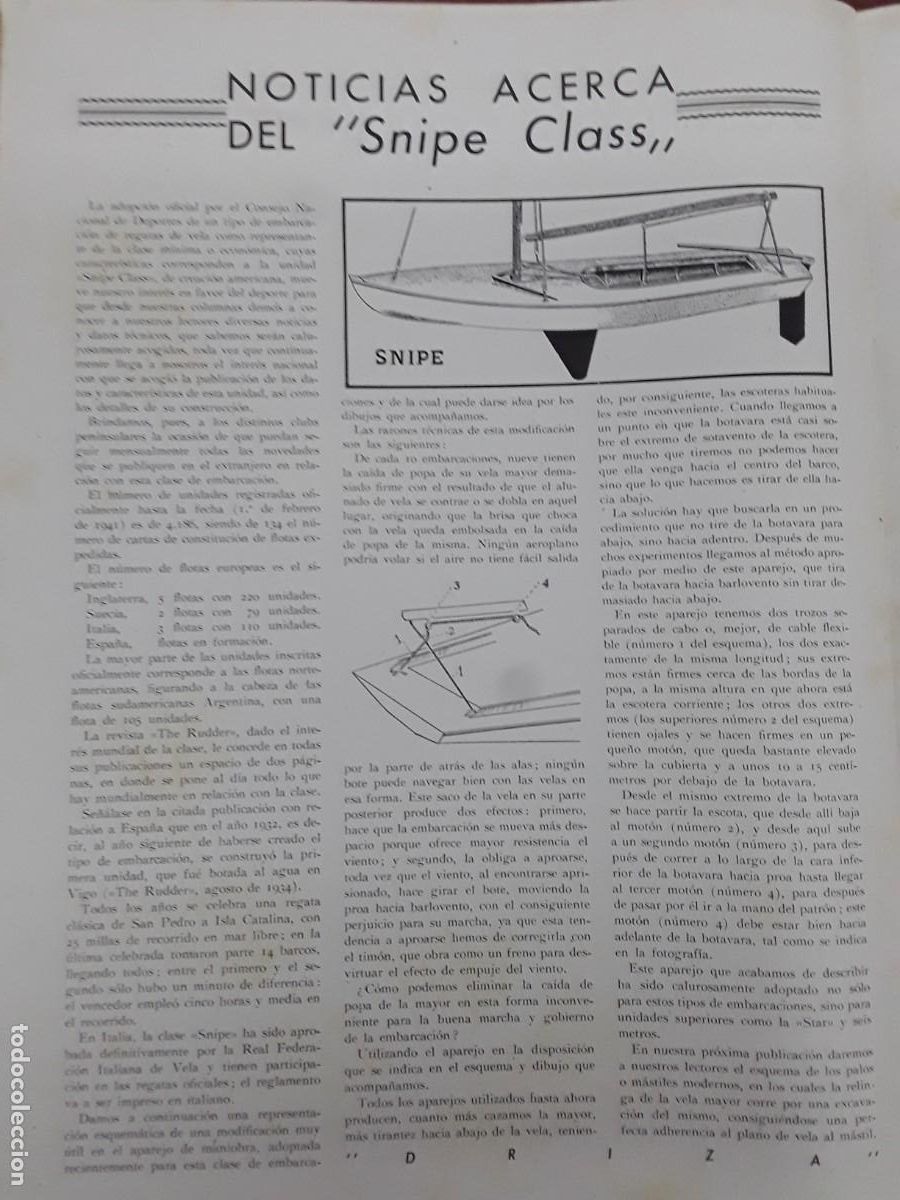 Collectionnisme de Revues et Journaux: SNIPE CLASS NUMERO DE FLOTAS EUROPEAS REVISTA A&Ntilde;O 1941