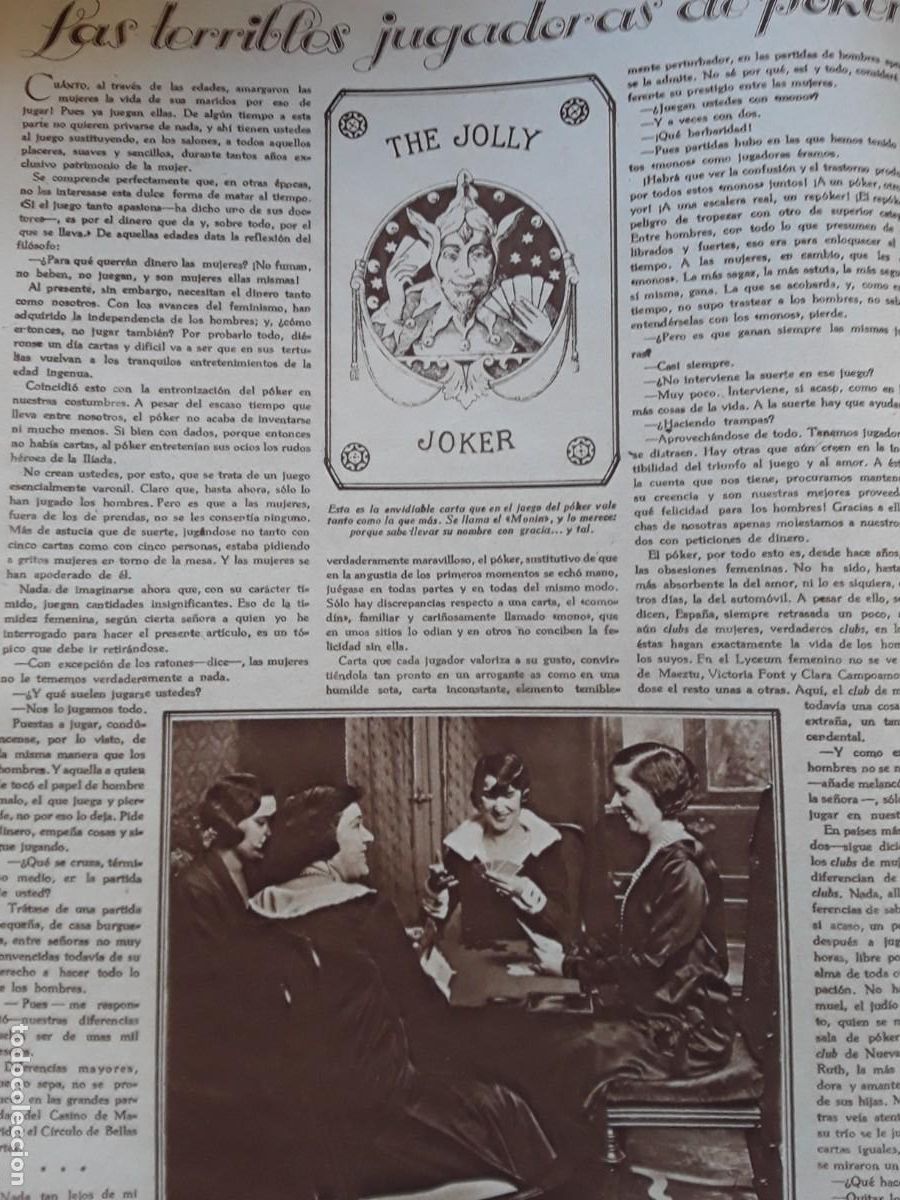 Collection Magazines and Newspapers: LAS TERRIBLES JUGADORES DE POKER 2 HOJAS REVISTA A&Ntilde;O 1929