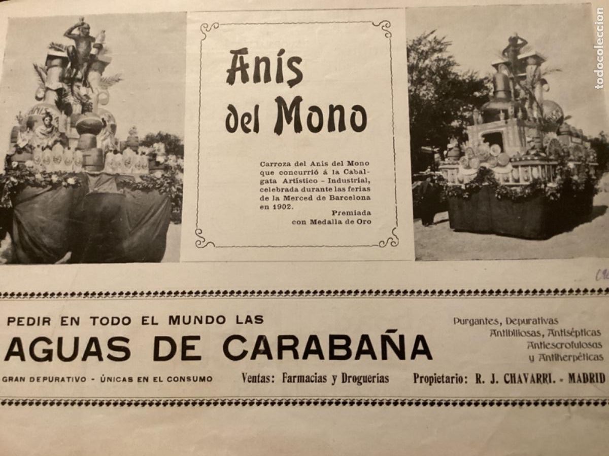 Coleccionismo de Revistas y Peri&oacute;dicos: CARROZA DE AN&Iacute;S DEL MONO 1902 BARCELONA RETAL HOJA REVISTA