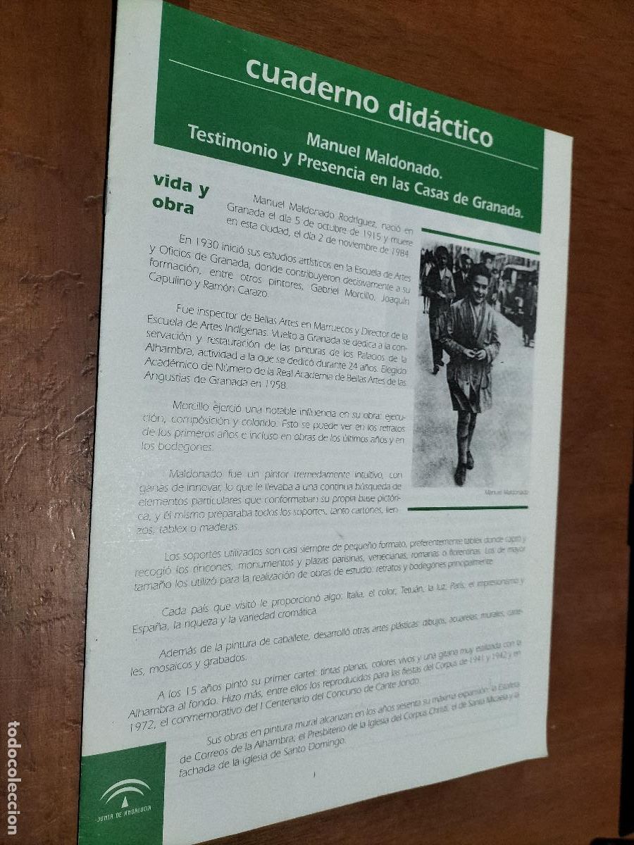 Collezionismo di Riviste e Giornali: CUADERNO DID&Aacute;CTICO. MANUEL MALDONADO. TESTIMONIO CASAS DE GRANADA. GRAPA. BUEN ESTADO. DIFICIL