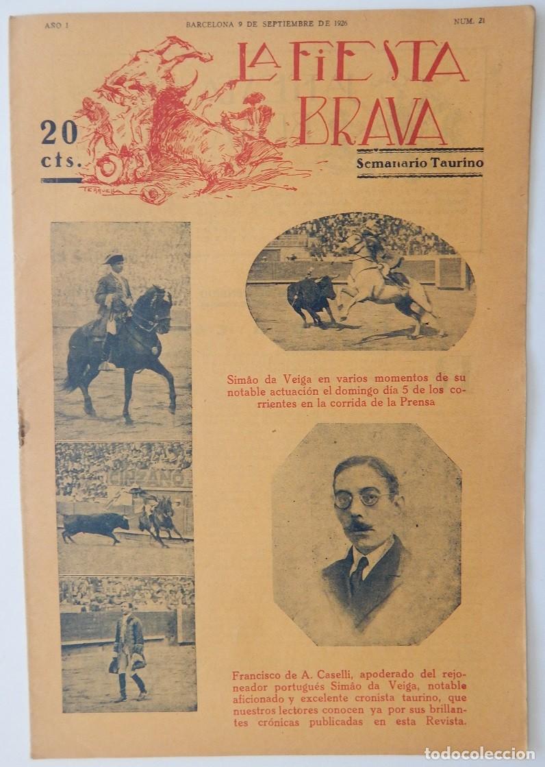 Collezionismo di Riviste e Giornali: La Fiesta Brava N&uacute;m. 21 A&ntilde;o I - 9 de septiembre de 1926 / Sim&acirc;o da Veiga - Francisco de A. Caselli